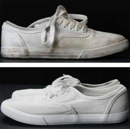 تنظيف الحذاء الأبيض دون الوضع في الغسالة (على الناشف)